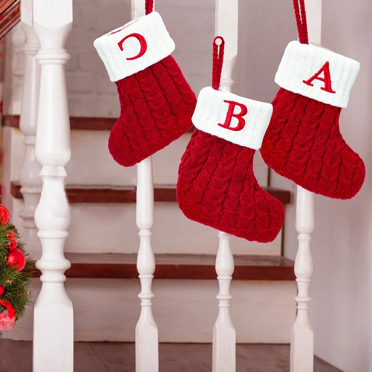 Christmas Decorations Socks Red Snowflake Alphabet Letters Merry Christmas For Home Xmas Navidad Natal Gifts New Year