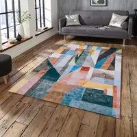 Geometric Living Room Carpet Fashion Colorful Style Large Room Rugs for Bedroom Non-slip Elastic Dining Room Mats Washable 1