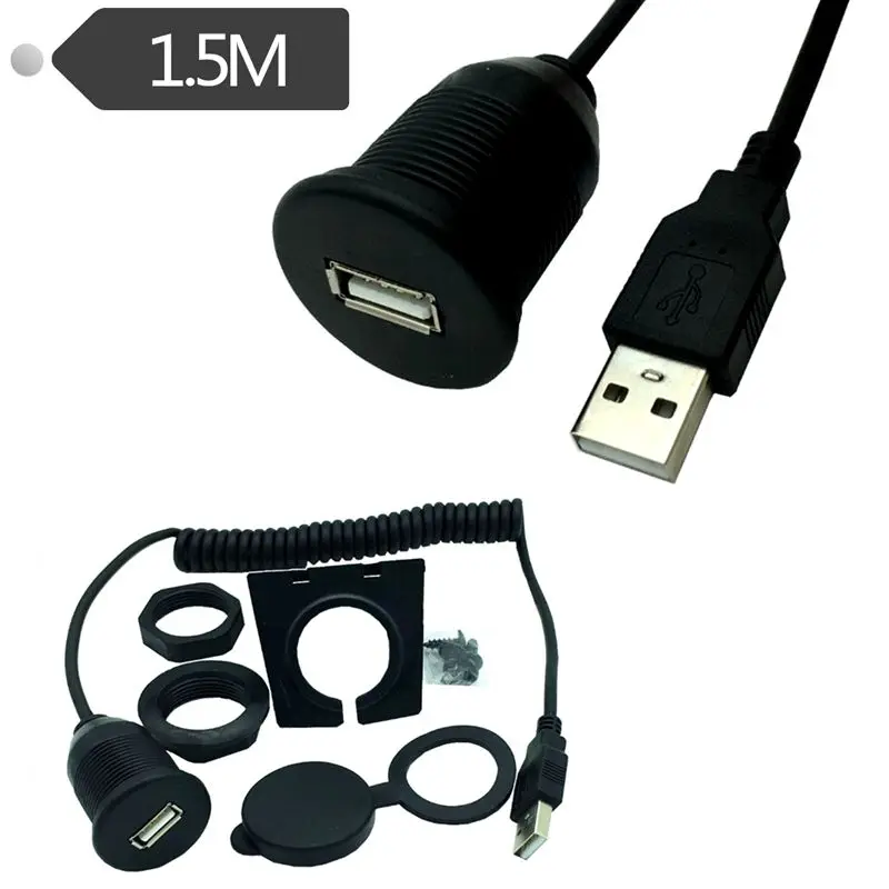 

Пружинный удлинитель для приборной панели автомобиля, USB-кабель для панели, водонепроницаемый USB-кабель, Мужской и Женский удлинитель для автомобиля, 1,5 м
