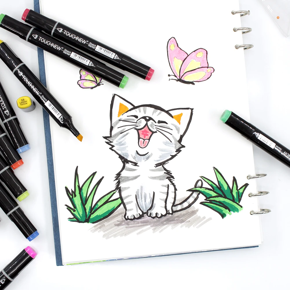 12-80 Colors/Bag Art Marker Alcohol Felt Pen Dual Tips Manga Sketching  Markers Dual Brush Marker School Supplies Drawing Set