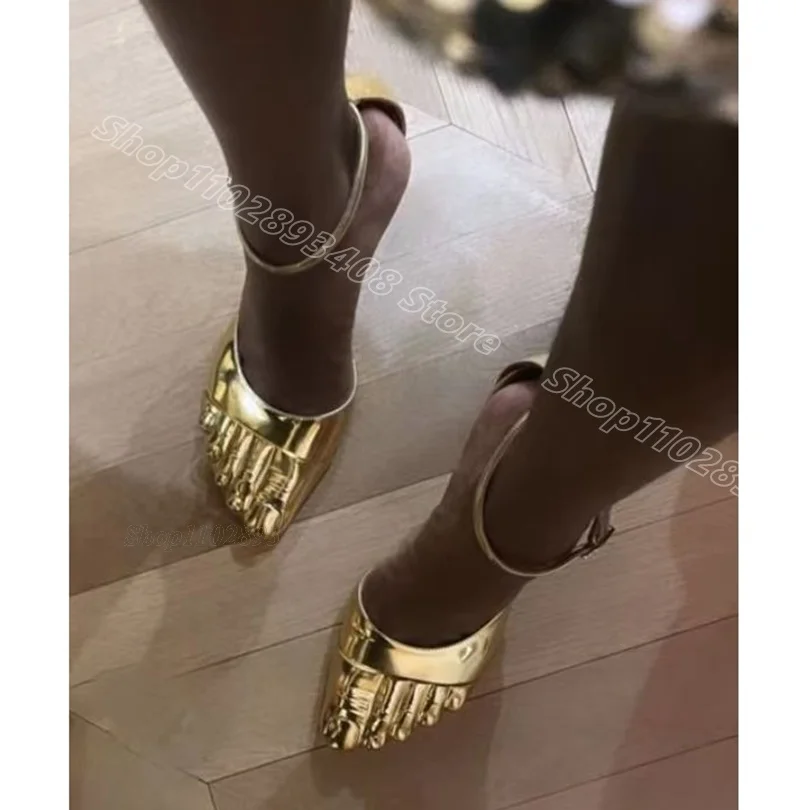 

Gold Strange Style Stiletto Sandals New Fashion Wedding Party Shoes British Style Design Women Shoes 2024 Zapatos Para Mujere