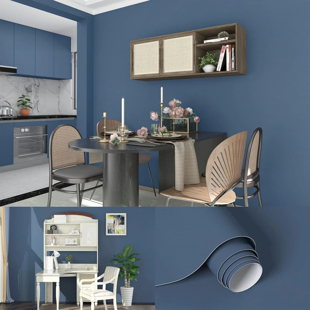 วอลเปเปอร์แบบด้าน สีดำ กันน้ำ ไวนิล สติ๊กเกอร์ติดผนัง เฟอร์นิเจอร์ ห้องนั่งเล่น กระดาษติดผนัง ตกแต่งบ้าน 1