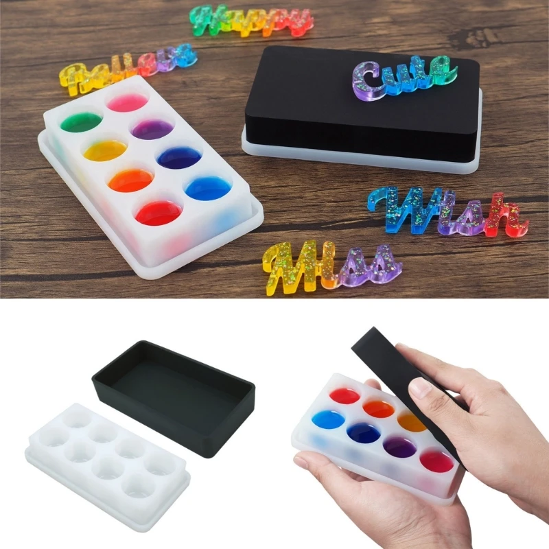 

1 Set DIY Palette Pigment Box Silicone Mold Paint Tray UV Glue Storage Box Epoxy Resin Casting Mould Jewelry Making Tools