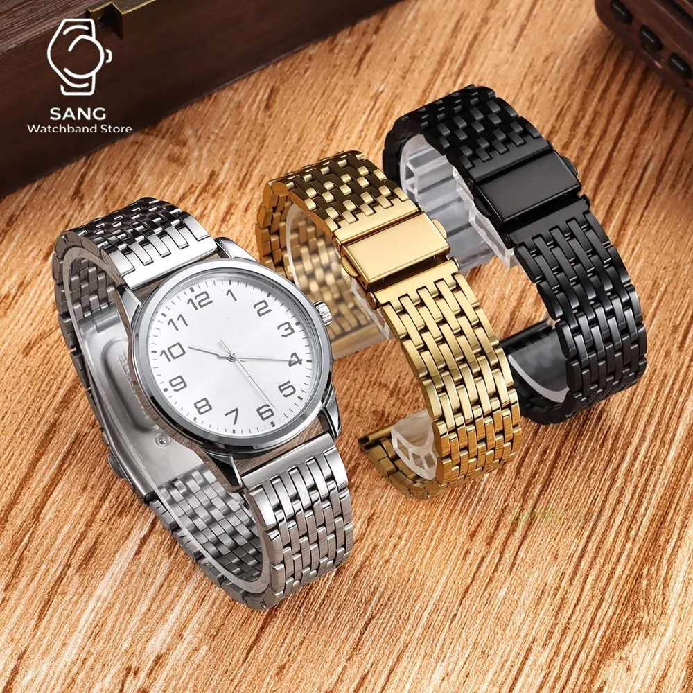 Stainless Steel Folding Buckle Men's Watchband - Silver, Black, Gold Bracelet