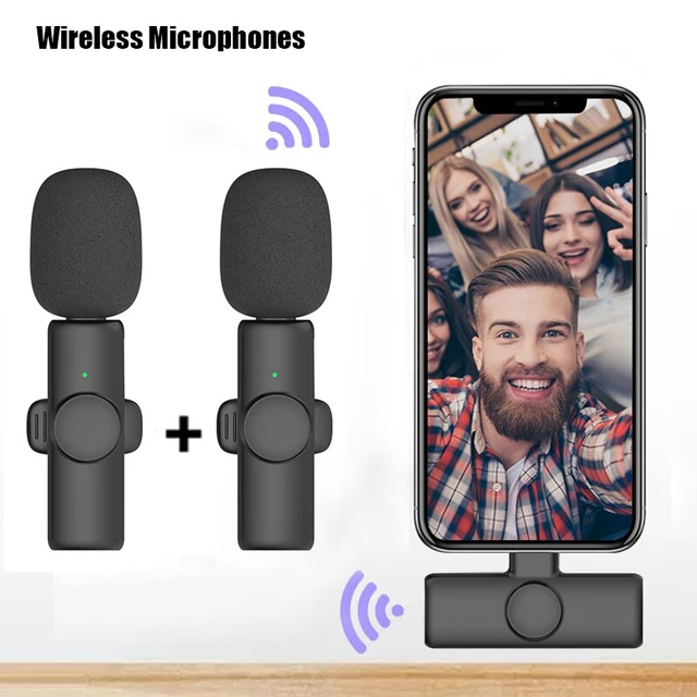 Micrófono de solapa inalámbrico Lavalier para iPhone iPad - Micrófono  profesional de grabación de video, 2 micrófonos con clip para entrevistas  de