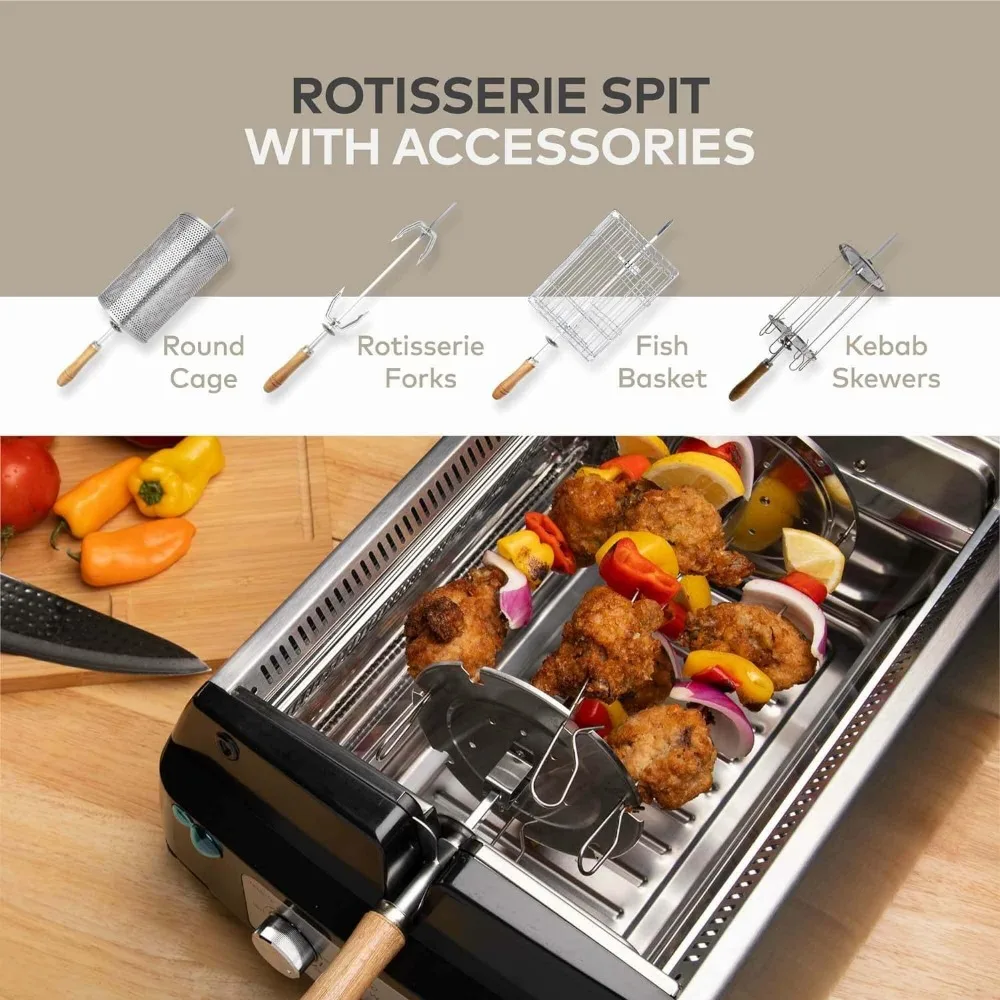 Smokeless Indoor Grill Removeable Plates Non-Stick Korean BBQ Electric Grill Indoor with Infrared Technology - Kebab Set 4