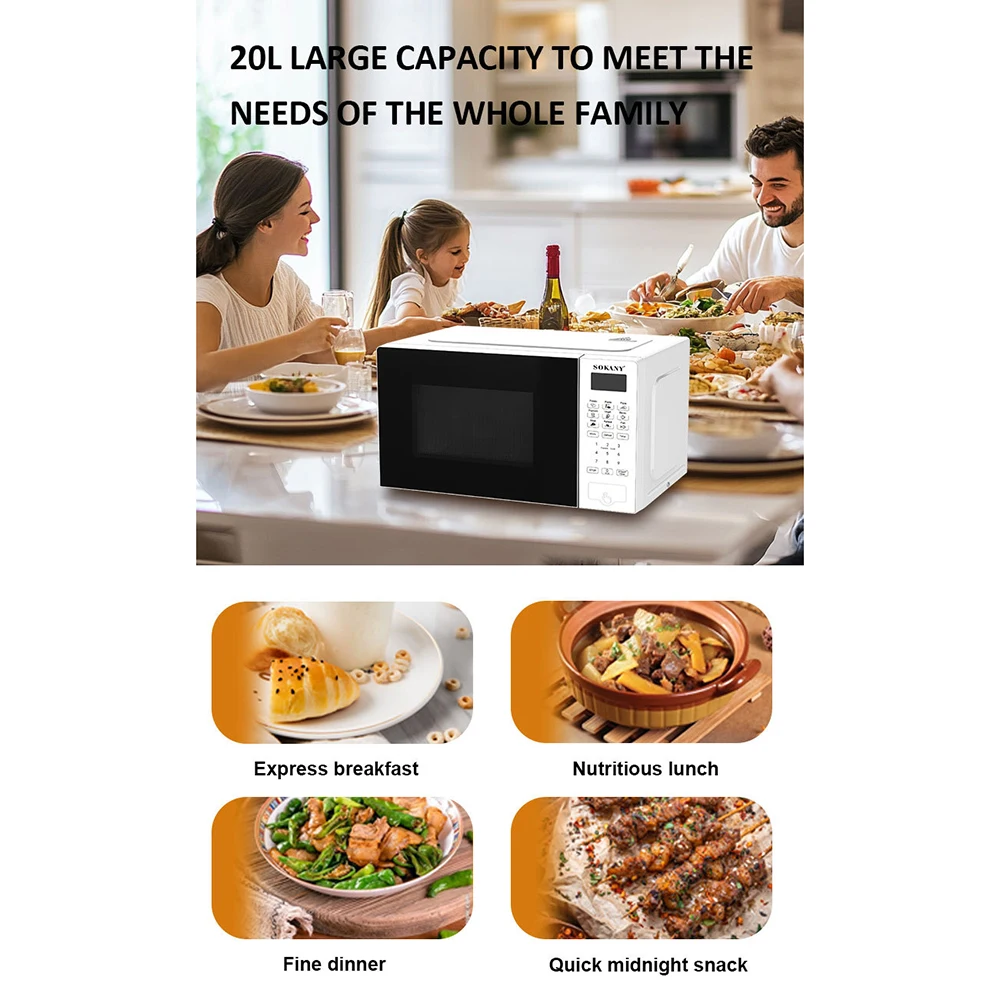Electric Oven Microwave 20 Liter Large Capacity Inverter Oven Touch Controls Heat Leftovers Cook Fast Food 6