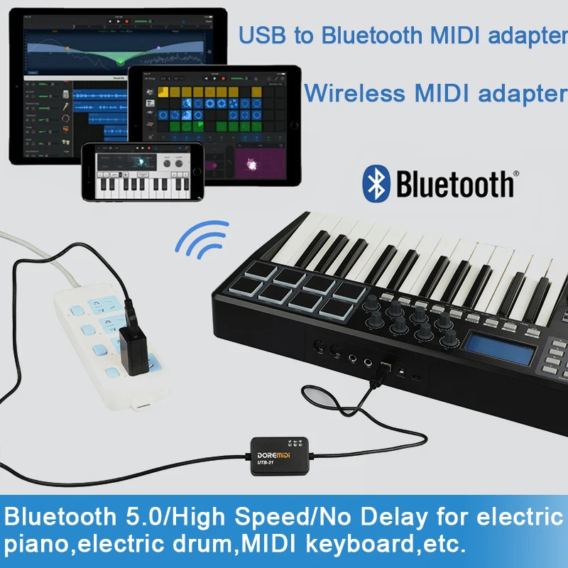DOREMiDi Music Editor Wireless Bluetooth MIDI Adapter MIDI Adapter MIDI