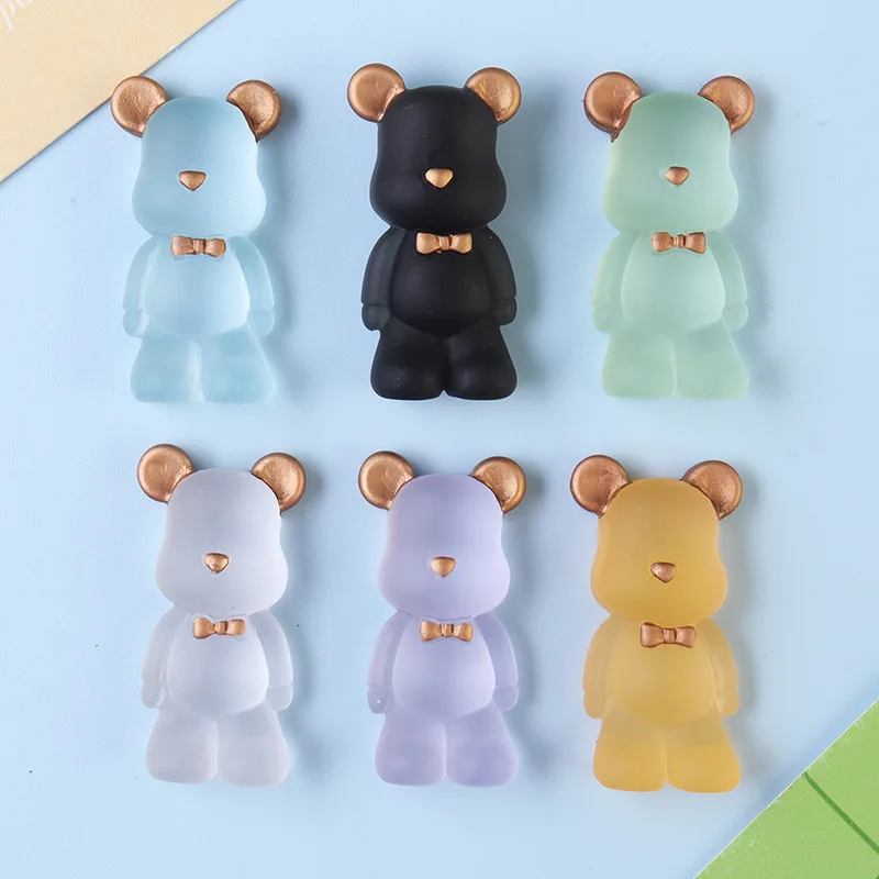 Resin Lovely Little bear Flatback Cabochon Scrapbook Kawaii DIY Embellishments Accessories 6Pcs  L35 2