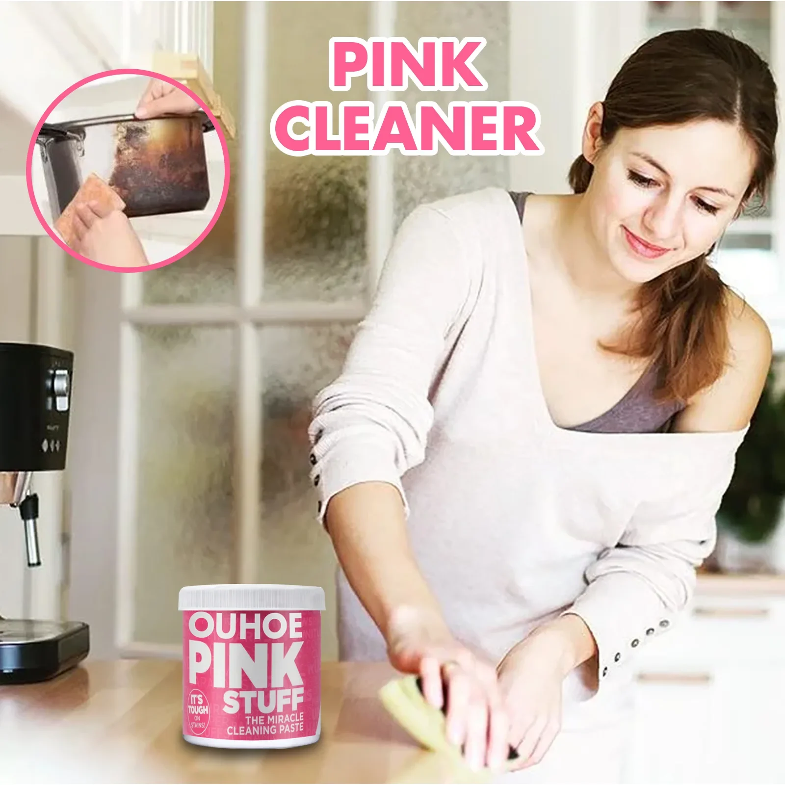 100g Multi-functiona Cleaning Cream Household Mild Stove Cleaner Kitchen Detergent Universal Pink Stuff Active Solid Clean