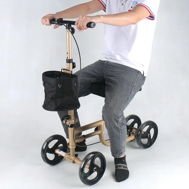 Leg Injury Rehabilitation Knee Scooter, Wheeled Walker for Disabled and Elderly, Assisted Mobility Crutches, Comfortable Support 3
