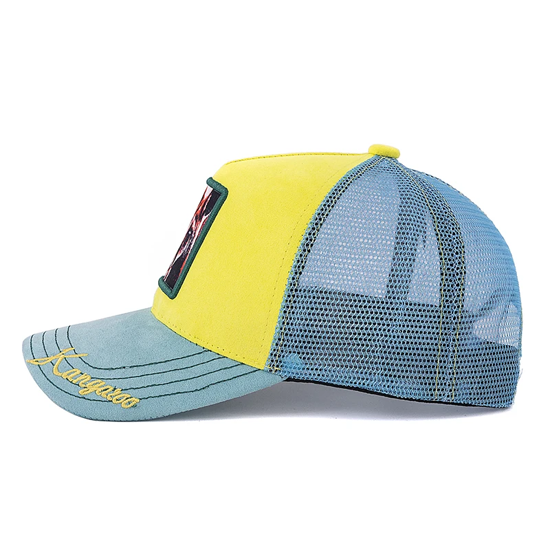 Unisex Summer Animal Trucker Hat Kangaroo Pattern Patch Design Suede Baseball Cap Streetwear Cap For Men Women ﻿