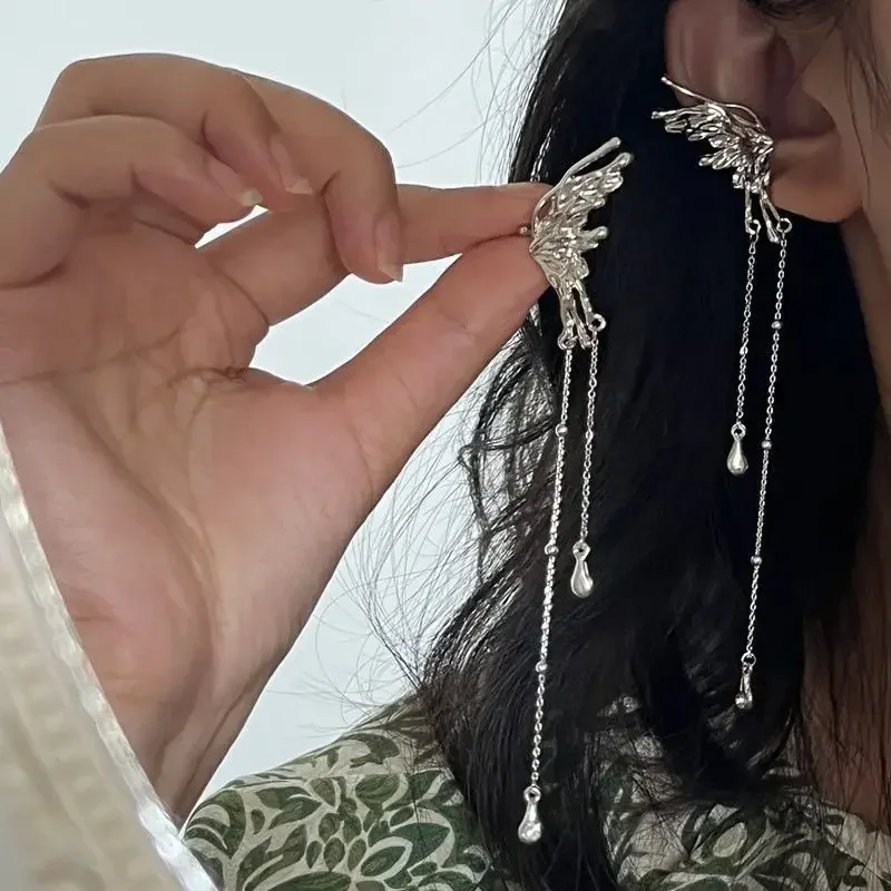 Y2K Fata Farfalla Clip per Orecchie Angelo Orecchio Osso Clip Orecchino Elfo Femmina Senza Foro per l'orecchio Polsino dell'orecchio Nappa Orecchino Appeso Gioielli di Moda  36