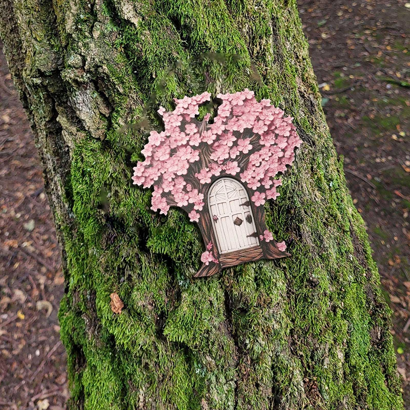 Enchanting Wooden Fairy Door Ornament – Whimsical Miniature Decoration