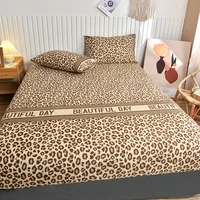 Leopard Print Fitted Sheet Wild Animal Cheetah Skin Texture Bed Cover Romantic Fashion Bed Sheet Set with 2 Pillowcase Twin King 3
