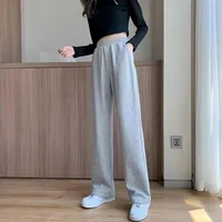 Xpqbb Black Gray Sweatpants for Women 2024 Summer New Basic Baggy Sports Pants Female Casual All-match Joggers Straight Pants - Image 2