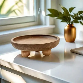 Elegant Wooden Pedestal Tray 1