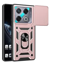 Enhanced Armor Hybrid Ring Cover with Camera Protection for Note 40 Pro 5G (Rose Gold)