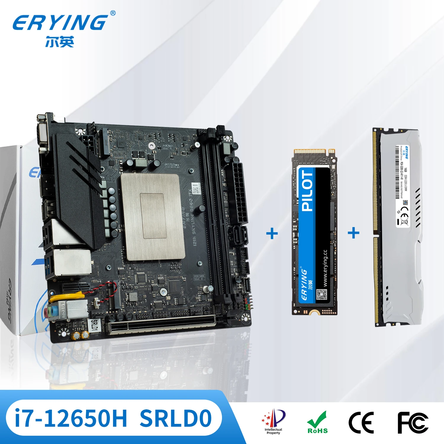 

ERYING Gaming PC M-ITX B660i Desktops Motherboard Set with Onboard CPU Core Kit i7 12650H SRLD0+16GB DDR4 3200Mhz+512GB NVMe M.2