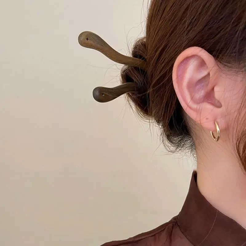 Chinese Style Elegant Wood Hair Stick For Women Girl Hairpins Simple Hair Fork Vintage Hanfu Cheongsam Headwear Accessories hair accessory hair stick hair headdress