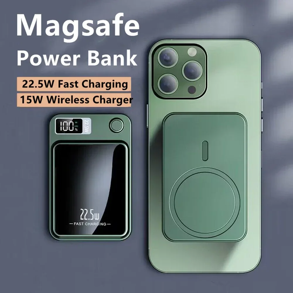 100000mAh Magnetic Wireless Power Bank Fast Charger For iPhone Magsafe Samsung Xiaomi