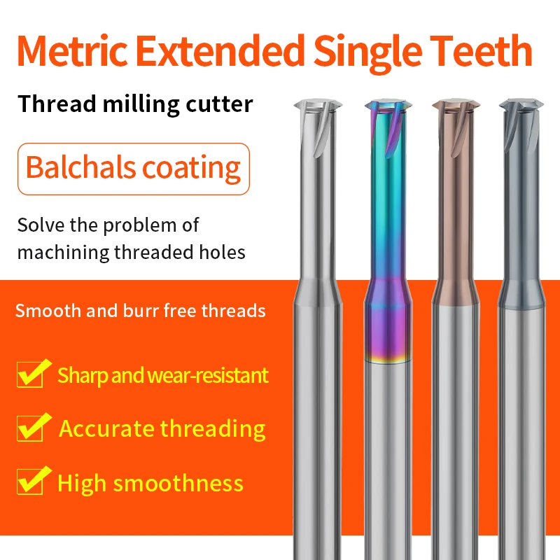 Thread Milling Cutter CNC Machine Solid Carbide Lengthen Single Tooth ...