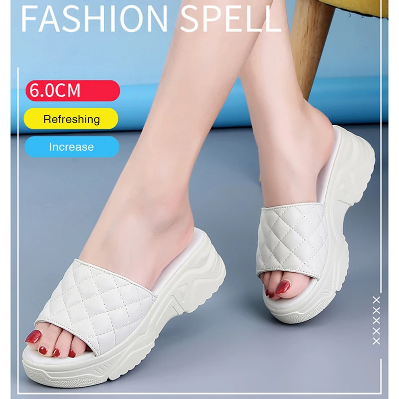 

2022 Summer Platform Sandals for Women Casual Microfiber Leather Wedges Slippers Open Toe Outdoor Beach Woman Walking Shoes
