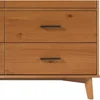 Modern Solid Pine Wood 6-Drawer Dresser with Metal Handles and Generous Storage Space, 52 Inch, Caramel Finish 5