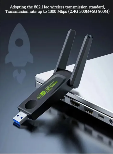 1300Mbps 듀얼 밴드 와이파이 USB 어댑터 - 빠른 속도와 안정적인 연결