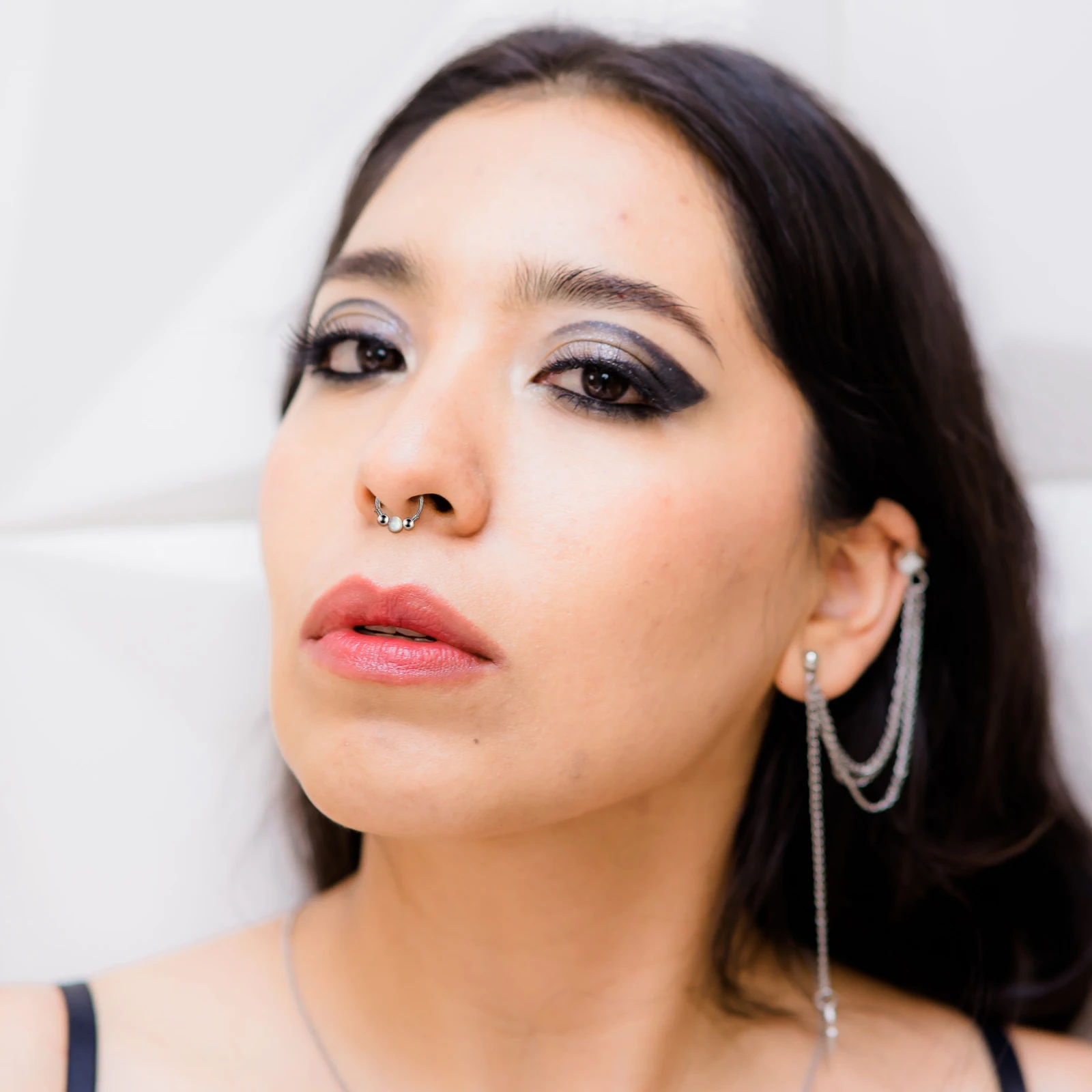 Stainless steel fake nose septum cheater bead nose hoop non earrings 1pc fashion jewelry hoop earrings piercing jewelry nose rings body piercing jewelry body jewelry ear piercing jewelry body piercing earrings metal jewelry ear studs nose studs