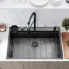 33   Drop In Kitchen Sink with Faucet Combo, 33x22 Inch Drop In Waterfall Kitchen Sink Workstation 16 Gauge S 4