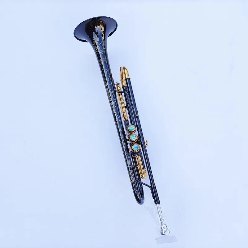 New Sell Professional Bb Trumpet Black Nickel Gold Plated Yellow Brass Instruments Bb Trumpete Popular Musical Inst