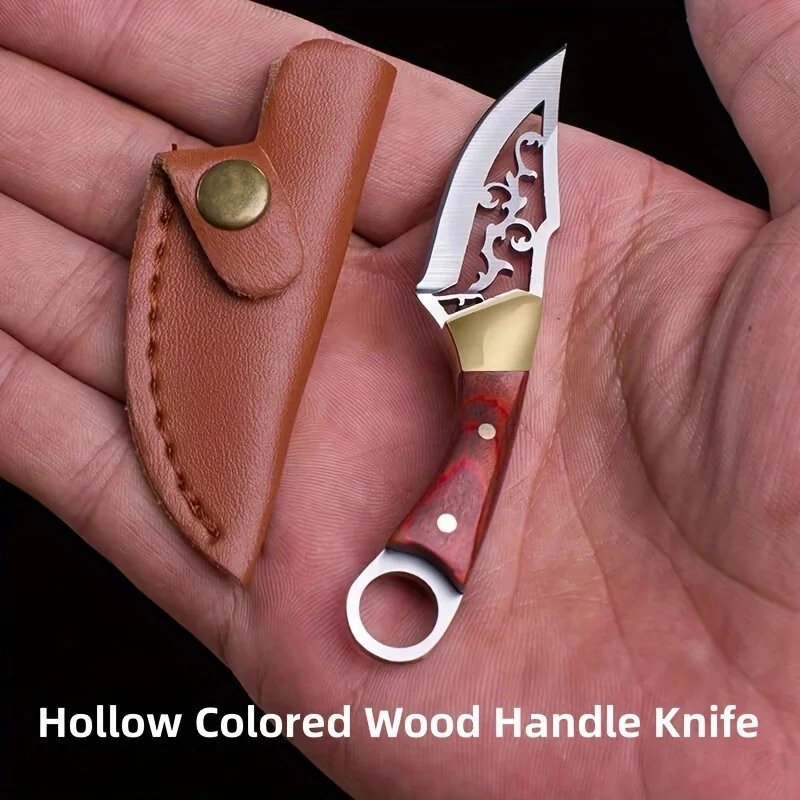 HollowOutKnifeMiniCurvedKnifeColorfulWoodSharpPortable