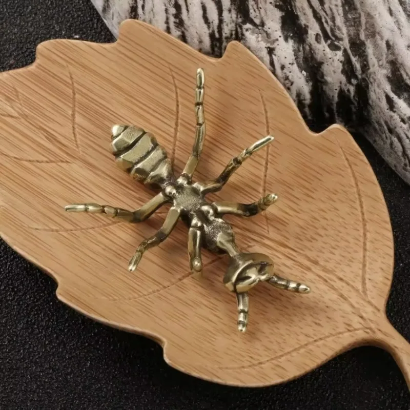 Miniature Simulation Insect Desk Ornament Table Tea Pets Antique Copper Crafts Home Decors Brass Ant Figurines