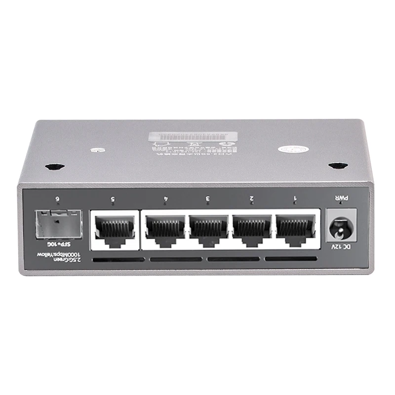 XikeStor 베이직 L2 관리형 네트워크 4포트 2.5G RJ45 및 2포트 10G SFP+ VLAN/포트 통합/Pon 스틱 ONU 지원