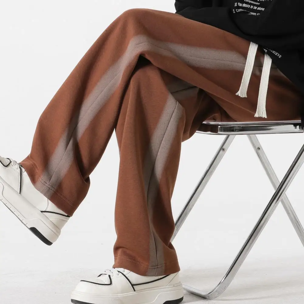 

Длинные прямые брюки, мужские спортивные брюки градиентного цвета с боковой полосой, эластичным поясом и широкими штанинами для тренировок в тренажерном зале, для комфорта