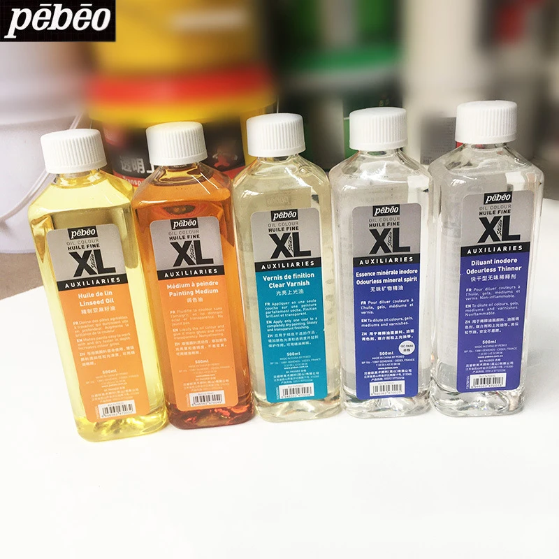 Oil paint Pebeo 500ML oil paint medium clear varnish linseed oil mineral thinner odorless thinner for drawing auxiliary supplies