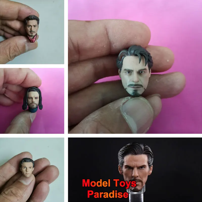 

1/12 Men Soldier Head Carving Iron Man Tony Spider-Man Head Sclupt Fit 6inch Action Figure Body