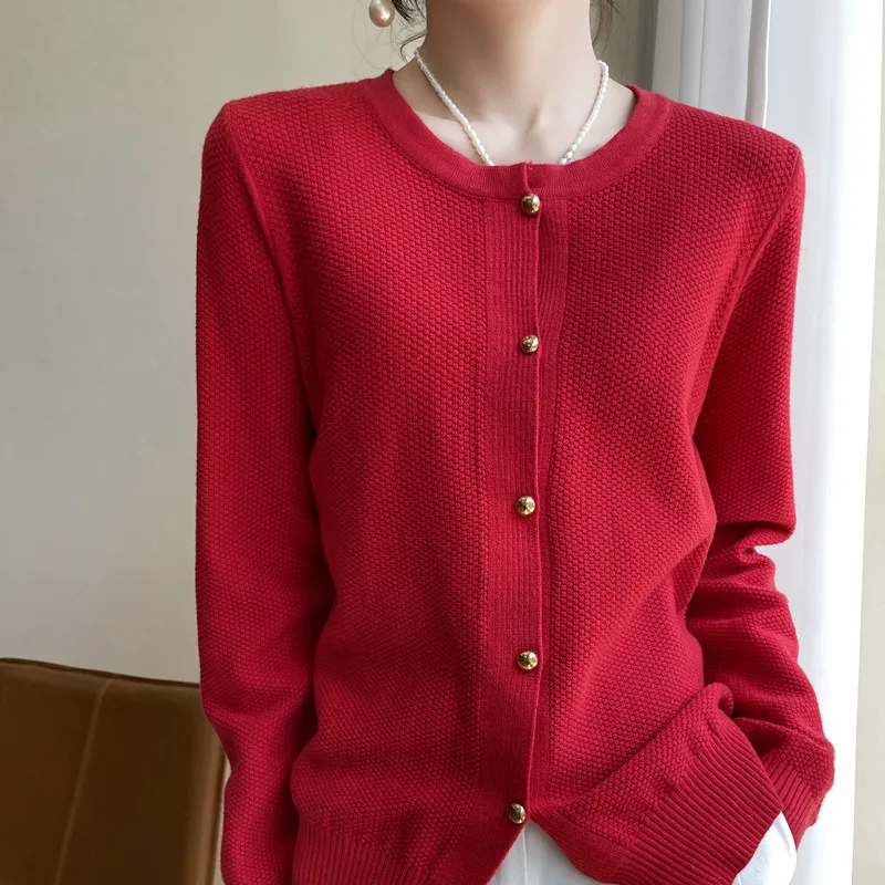 Long Sleeve Women Cashmere cardigan Autumn and Winter O-Neck Cashmere Cardigan Sweater Coat