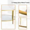Coffee Table, Small Round Coffee Table with Faux Marble Top and Glass Storage Shelf, 2-Tier Circle Center Table for Living Room 5