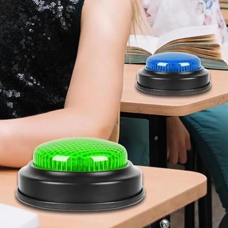 Set Di 2 Pulsanti Cicalino Per Giochi A Quiz | Luci LED E Suoni Diversi (Sirena E Buzzer) Per Attività In Classe, Festa, Family Feud, Batterie Non Incluse