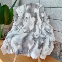 50x100cm Natural Rabbit Fur Patchwork Blankets Winter Bedspread on The Bed Striped Throw Blanket Soft Sofa Cover Christmas Party 3