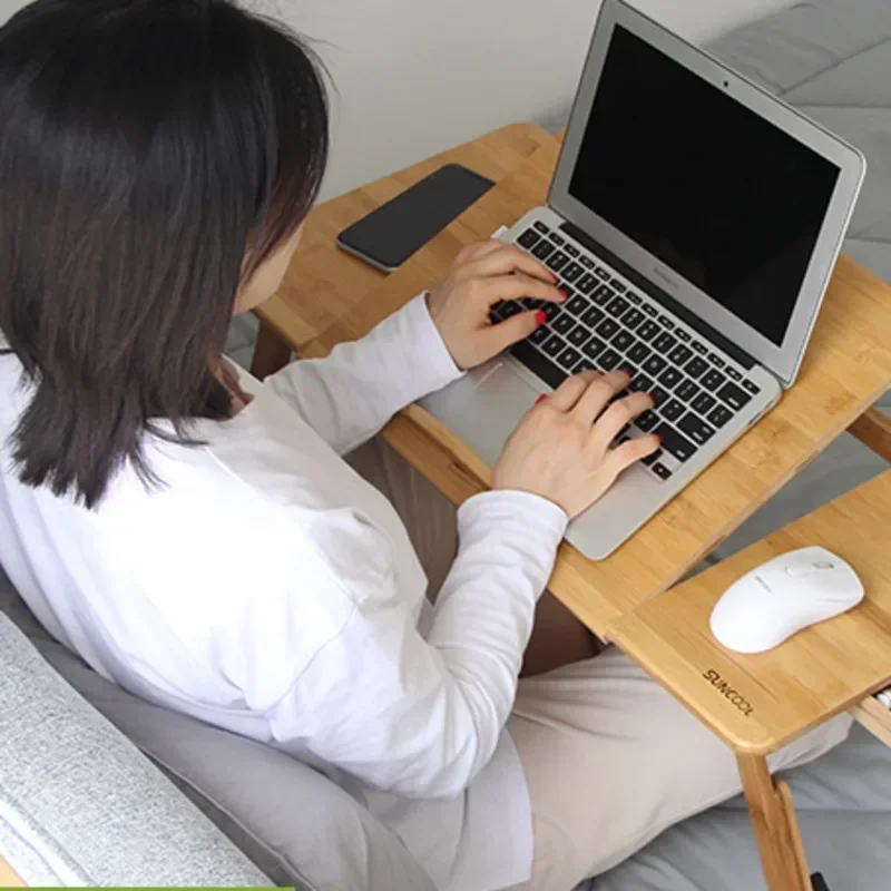 Portable Folding Laptop Desk Bed Accessories Folding Tray Dormitory Bed TableModern Wooden Carving Multi-Functional Workspa