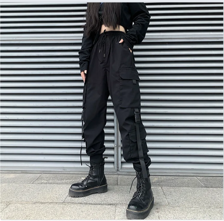 

Fashion Hip Hop Joggers Cargo Pants Women Men Pants Multi-Pocket Ribbons Man Sweatpants Streetwear Casual Mens Pants S-2XL