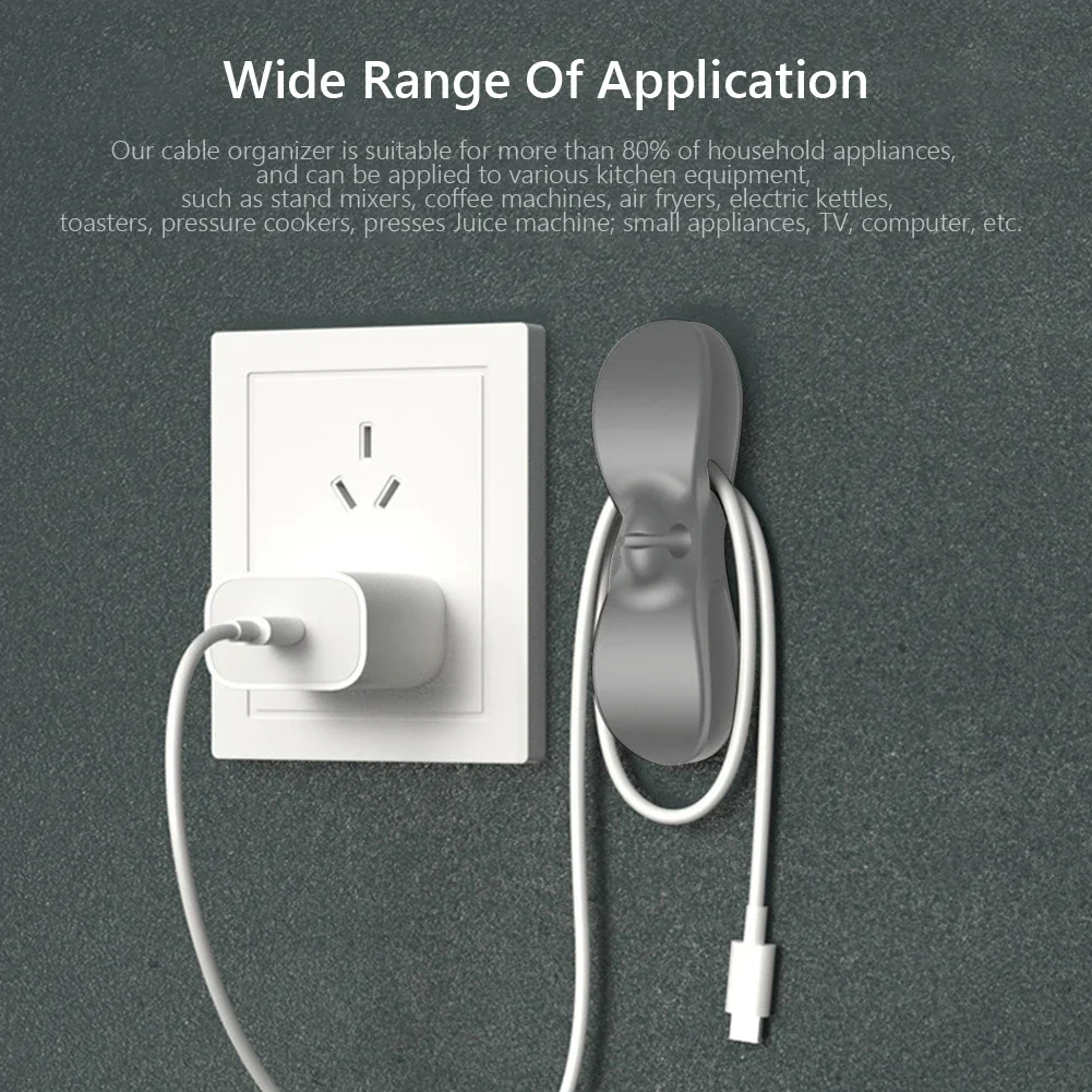 Cord Manager For Kitchen Appliance Wire Holder Cable Winder Bathroom Office Cord Management Organizer Clips Wrapper 4pcs cable organizer