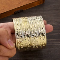 9k Golden Color 65MM Width 14mm Bracelet Women Girls Round Dubai Bangles African Arabic Wedding Jewelry #115 1