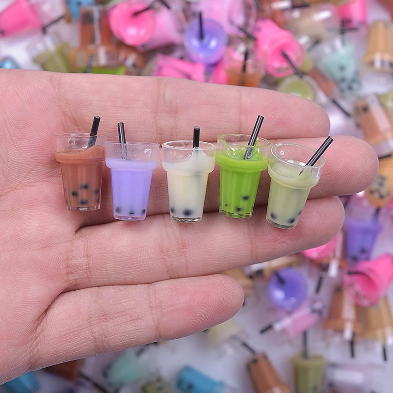Assorted Milk Tea Cup Charm Pendants for DIY Jewelry and Keychain Crafting