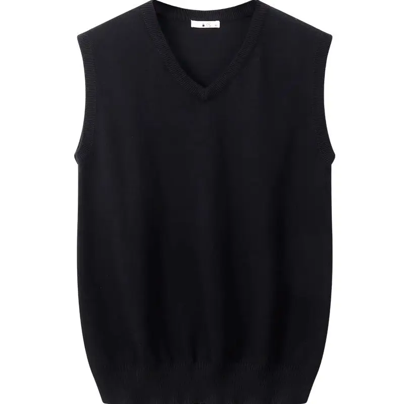 남성용 V넥 민소매 니트 순면 울 베스트 가을 겨울 따뜻한 울 베스트 두꺼운