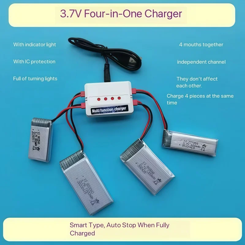 Chargeur USB JST 1 à 4 pour batterie drone 3.7V Lithium
