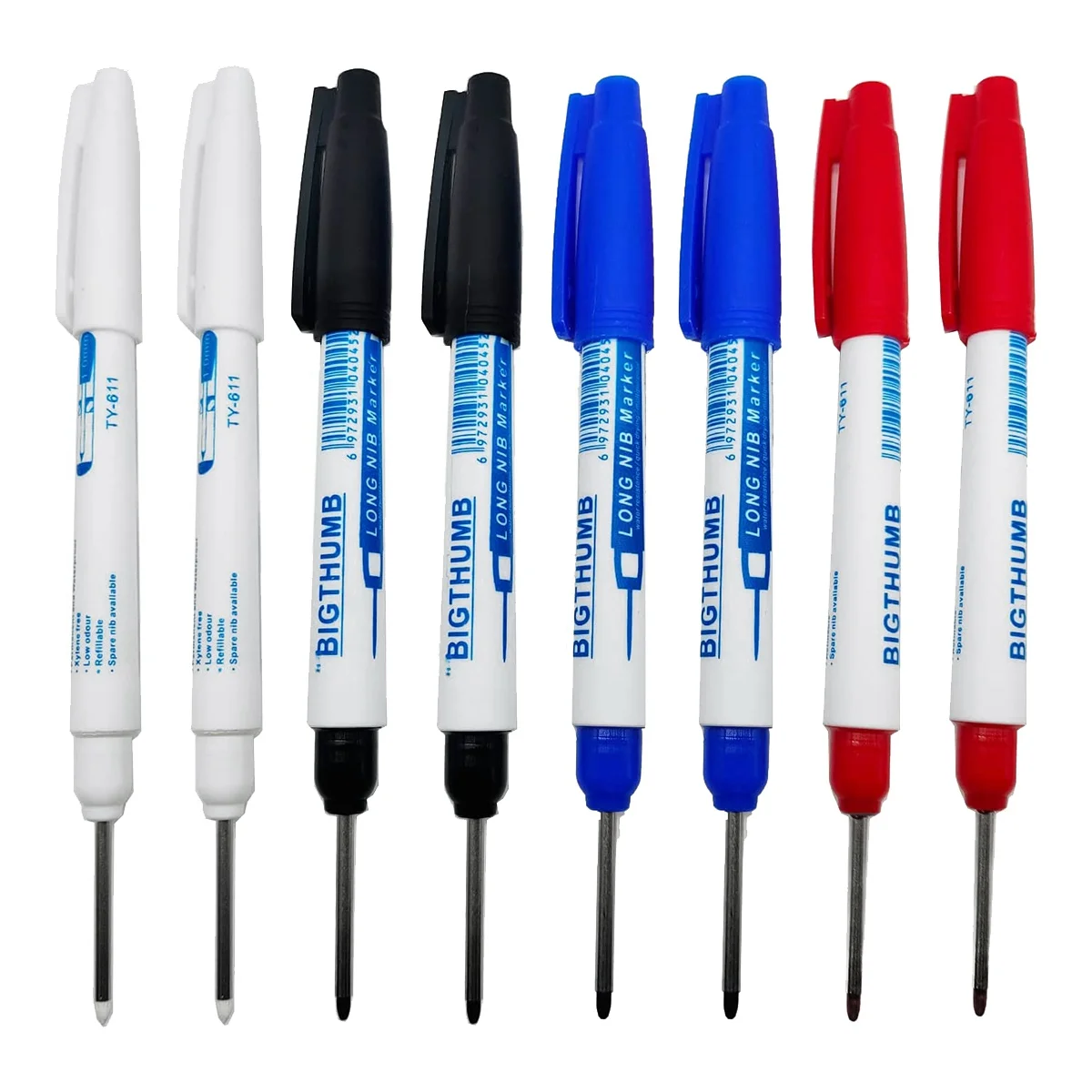 

8Pcs Waterproof Deep Reach Markers, Long Nose Marker in 2mm Felt Tip, 30mm Reach Permanent Markers and Marker Pens